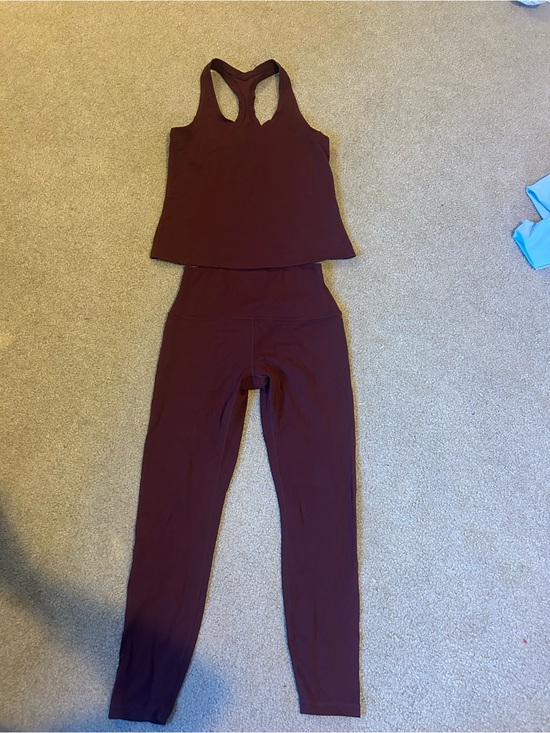 CRZ YOGA Pants - CRZ YOGA Burgundy Racerback Tank & High-Waist Leggings Set